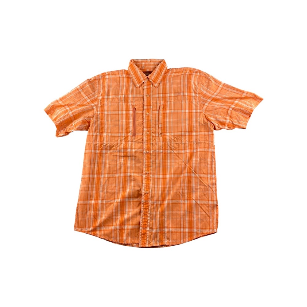 ARIAT TEK‎ Heat Series Orange Plaid Short Sleeve Button Up Shirt Men's Size S